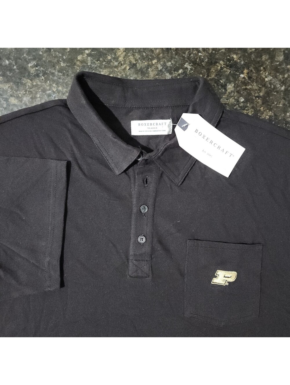 NWT Boxercraft Pique Pocket Polo Shirt Purdue University Game Day Football XL